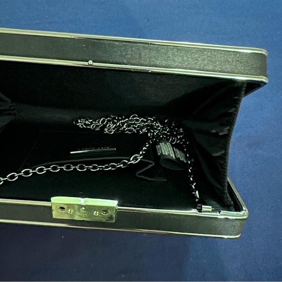 BCBGMaxAzria Sonia Crystal Mesh Satin Box Clutch Color Oil Slick - Picture 7 of 10